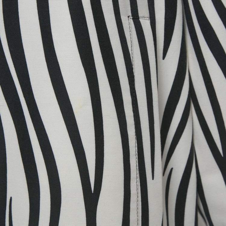 Pre Owned Valentino White/Black Zebra Print Cotton V Detail Oversized Shirt XS