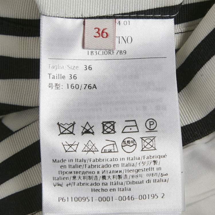 Pre Owned Valentino White/Black Zebra Print Cotton V Detail Oversized Shirt XS