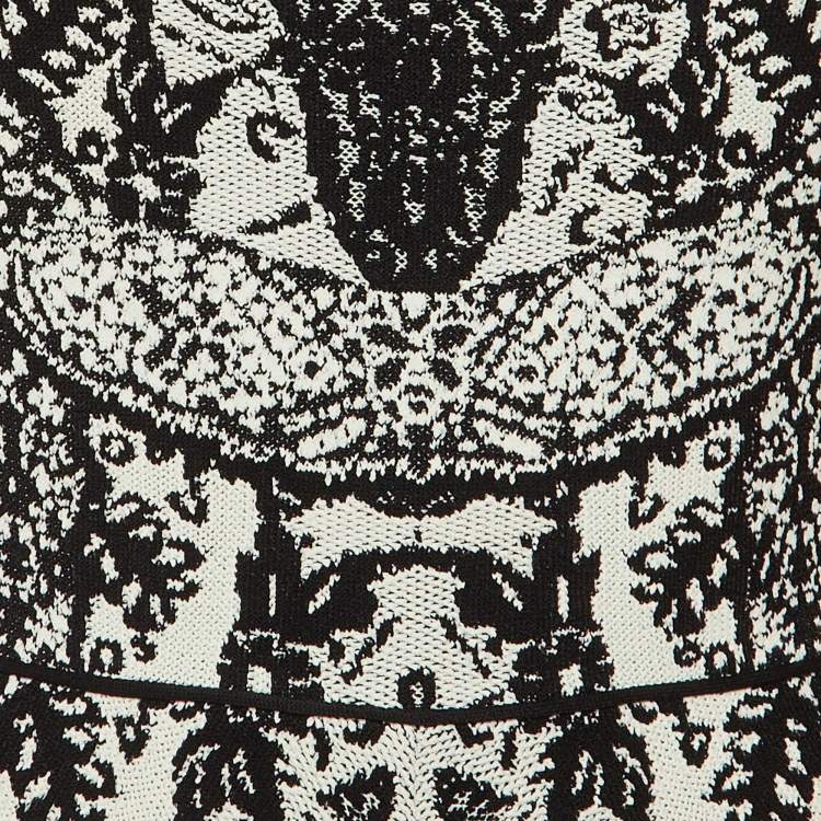 مملوكة مسبقًا Valentino Black/White Jacquard Knit Mini Dress M