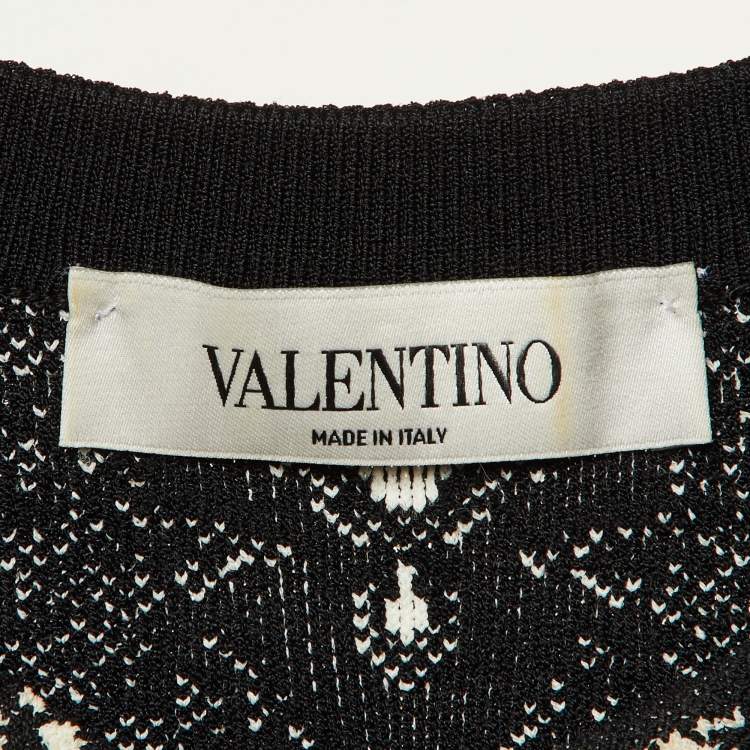 مملوكة مسبقًا Valentino Black/White Jacquard Knit Mini Dress M
