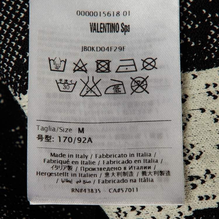 مملوكة مسبقًا Valentino Black/White Jacquard Knit Mini Dress M