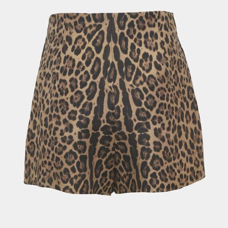 Pre Owned شورت فالنتينو نقش النمر بني مزيج صوف متوسط