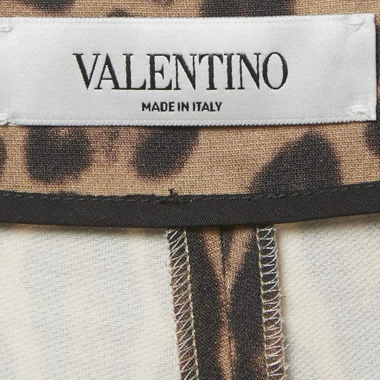 Pre Owned شورت فالنتينو نقش النمر بني مزيج صوف متوسط