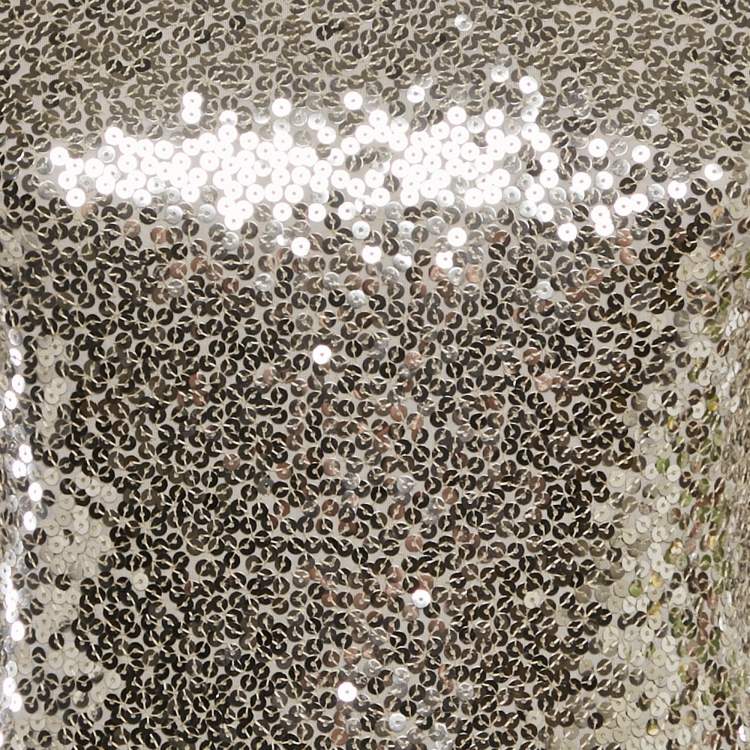 Pre Owned Valentino Grey/Silver Sequin Embellished Jersey Bodysuit M