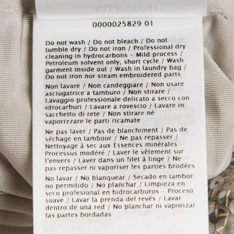 Pre Owned Valentino Grey/Silver Sequin Embellished Jersey Bodysuit M