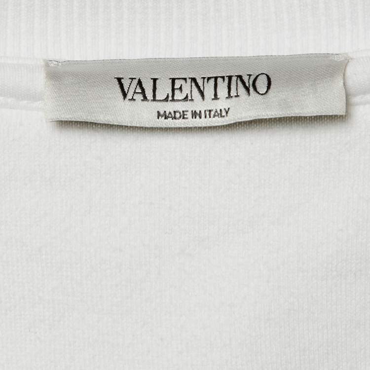 Pre Owned Valentino White Logo Applique Cotton Sweatshirt L