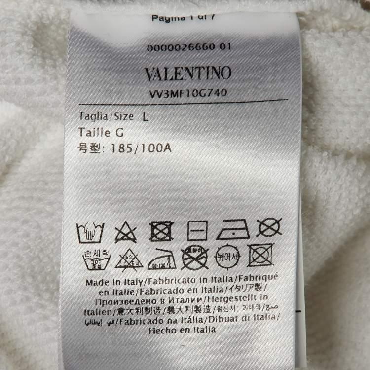 Pre Owned Valentino White Logo Applique Cotton Sweatshirt L