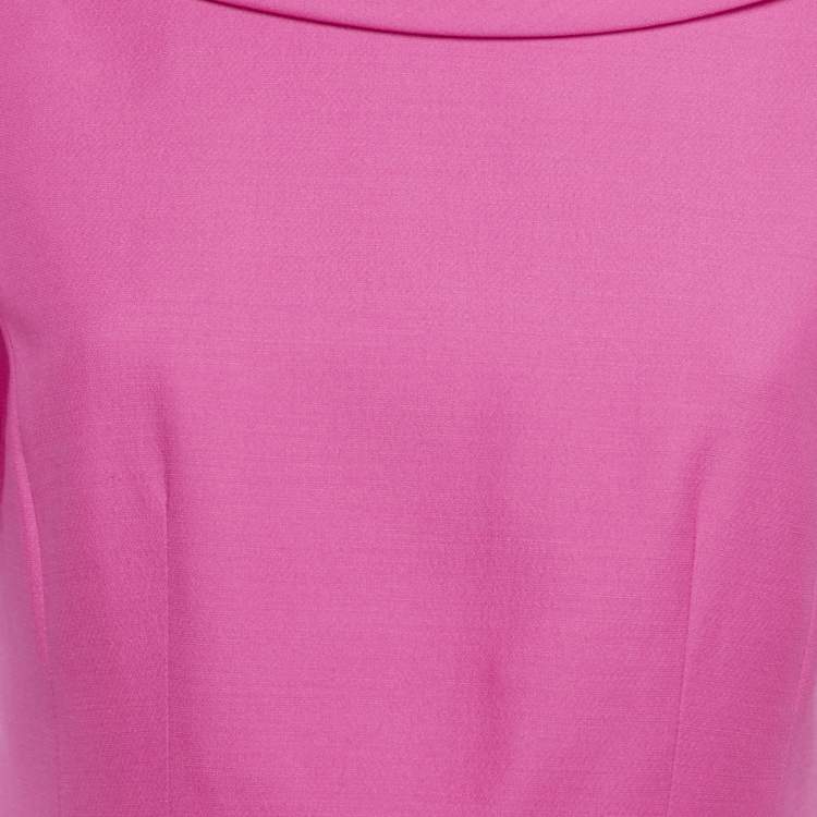 Pre Owned Valentino Pink Wool Open Back Bow Detail Mini Dress M