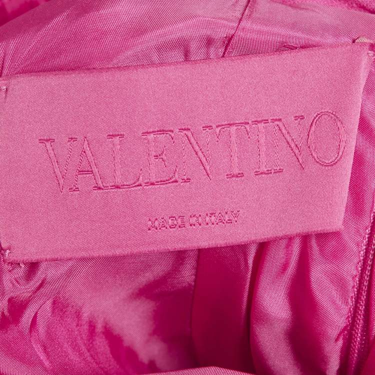Pre Owned Valentino Pink Wool Open Back Bow Detail Mini Dress M