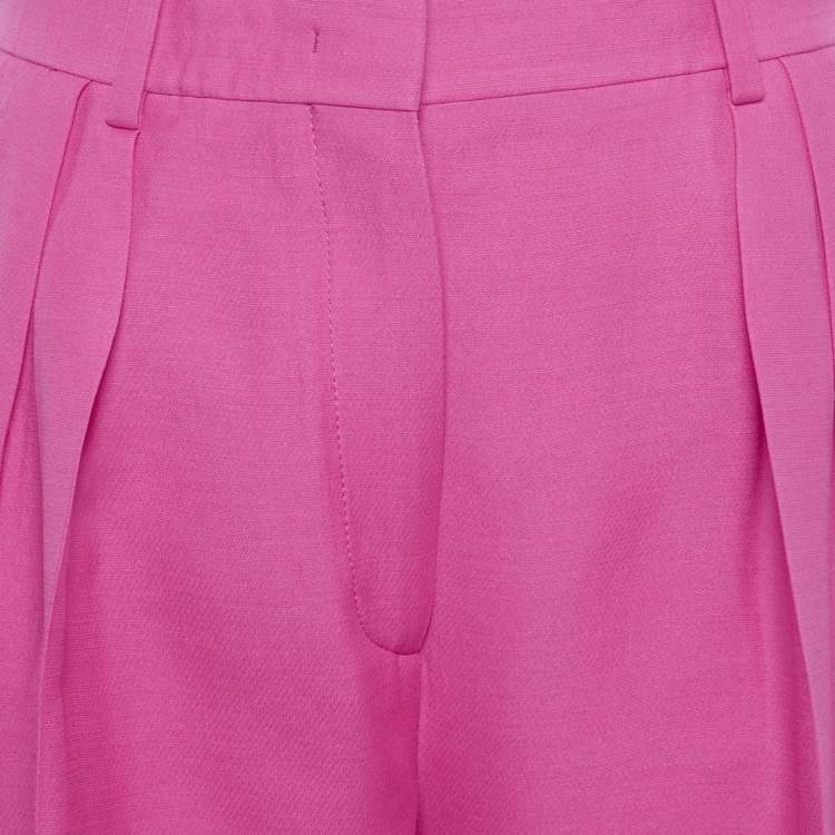 Pre Owned Valentino Pink Wool Pleated Trousers S