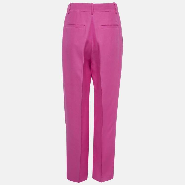 Pre Owned Valentino Pink Wool Pleated Trousers S