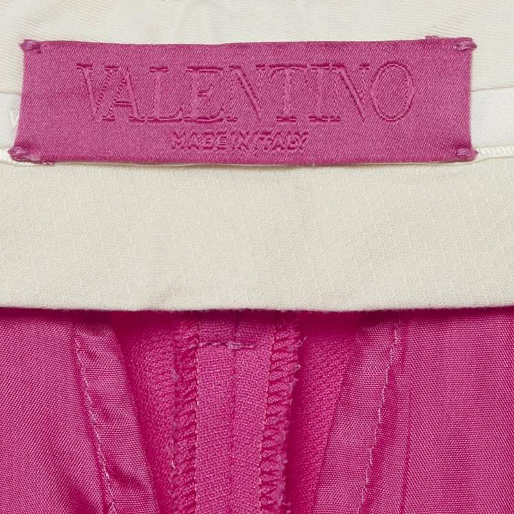 Pre Owned Valentino Pink Wool Pleated Trousers S