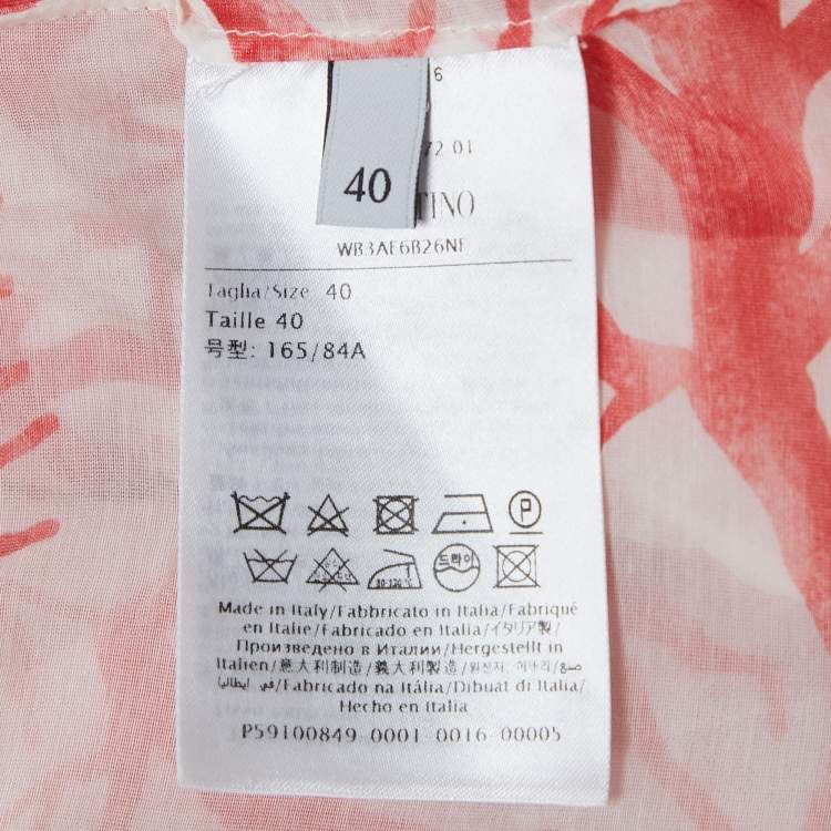 Pre Owned Valentino Archive '68 White Coral Print Cotton Blouse S