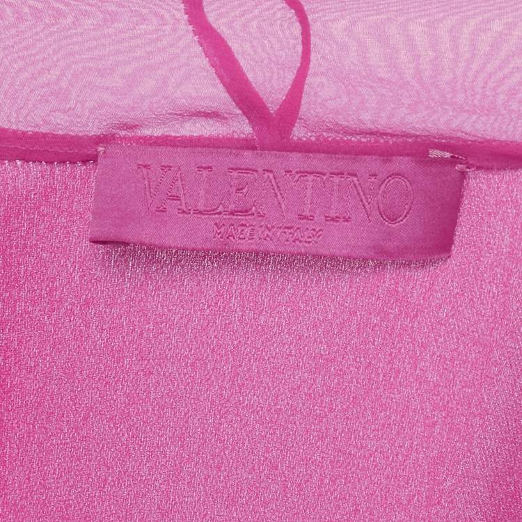 Pre Owned Valentino Pink Silk Neck Tie-Up Blouse S