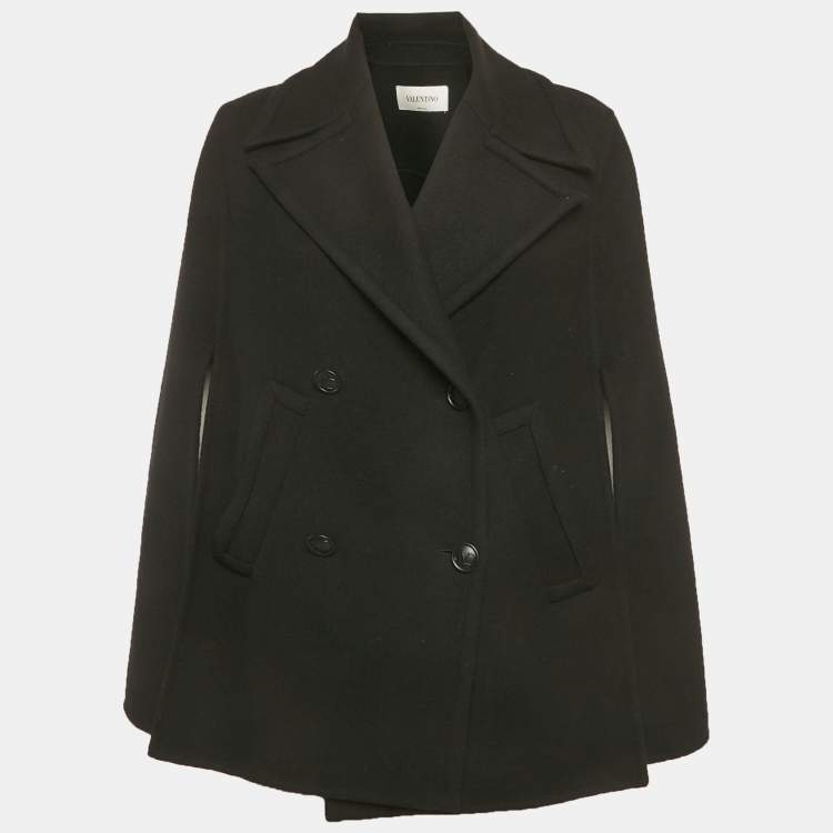 مملوكة مسبقًا Valentino Black Wool Double Breasted Cape Jacket S