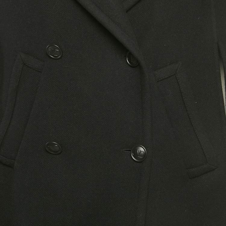 مملوكة مسبقًا Valentino Black Wool Double Breasted Cape Jacket S