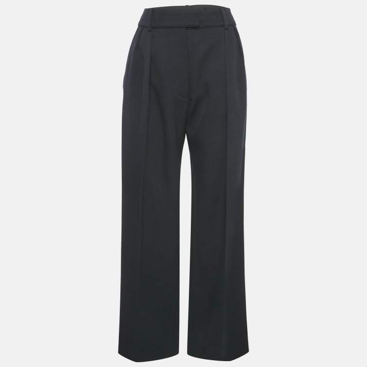 Pre Owned Valentino Blue Gabardine Straight Fit Trousers S