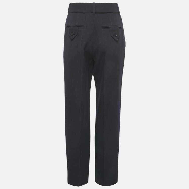 Pre Owned Valentino Blue Gabardine Straight Fit Trousers S