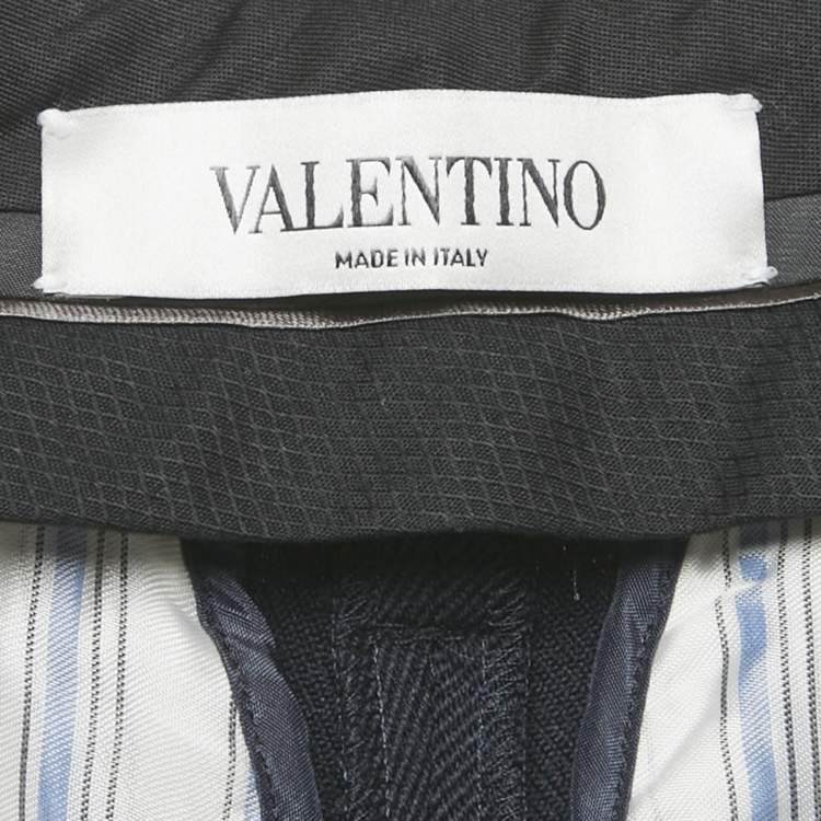 Pre Owned Valentino Blue Gabardine Straight Fit Trousers S