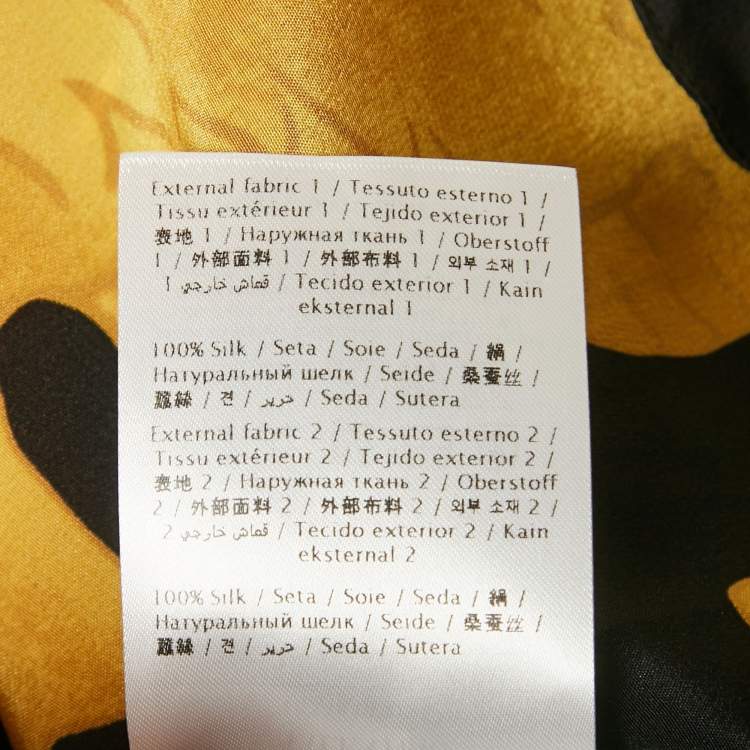 مملوكة مسبقًا Valentino Black Printed Silk Feather Trim Shirt S