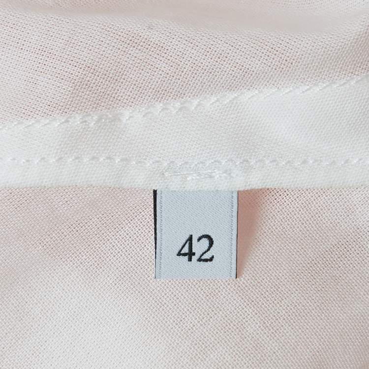 Pre Owned Valentino Archive '68 White Printed Cotton & Silk Midi Skirt M