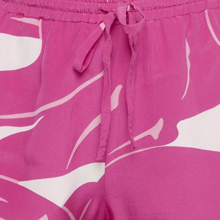 Pre Owned Valentino Pink Panther Motif Silk Capri S