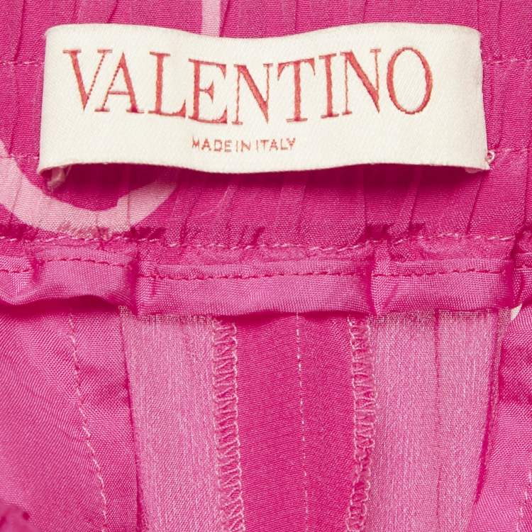 Pre Owned Valentino Pink Panther Motif Silk Capri S