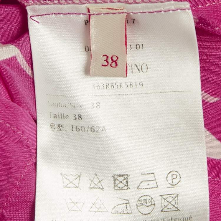 Pre Owned Valentino Pink Panther Motif Silk Capri S