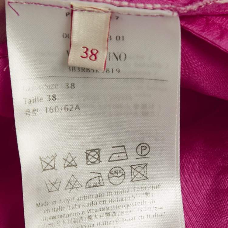 Pre Owned Valentino Pink Panther Motif Silk Capri S