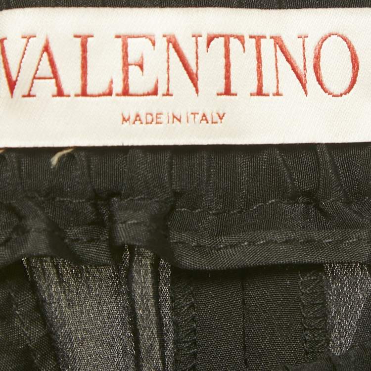 Pre Owned Valentino Black Dragon Printed Silk Straight Leg Pants S