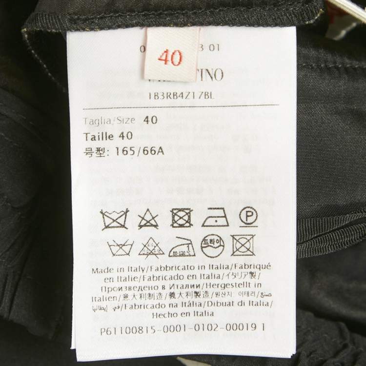 Pre Owned Valentino Black Dragon Printed Silk Straight Leg Pants S