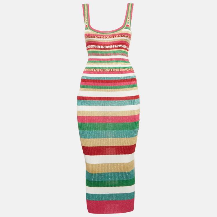 مملوكة مسبقًا Valentino Multicolor Lurex Rib Knit Maxi Dress S