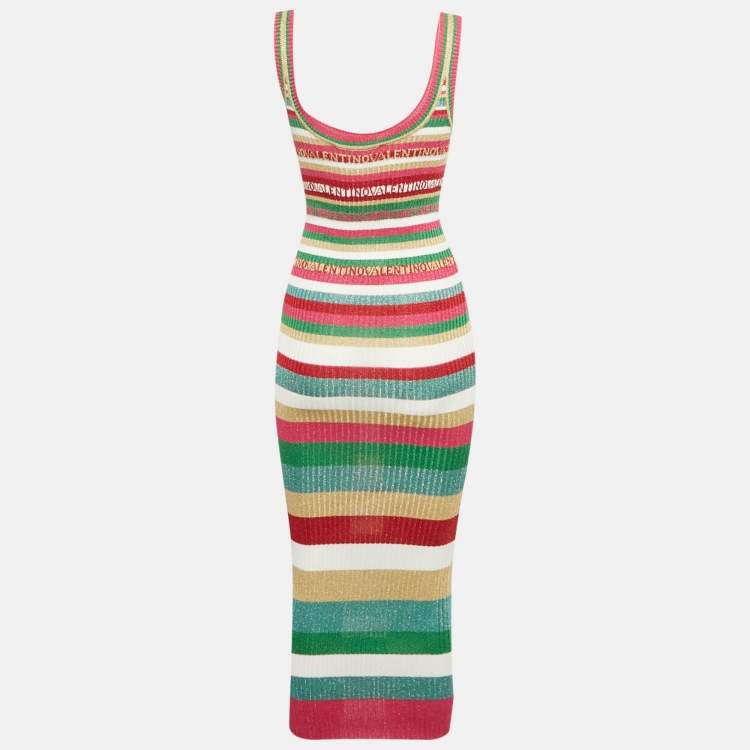 مملوكة مسبقًا Valentino Multicolor Lurex Rib Knit Maxi Dress S