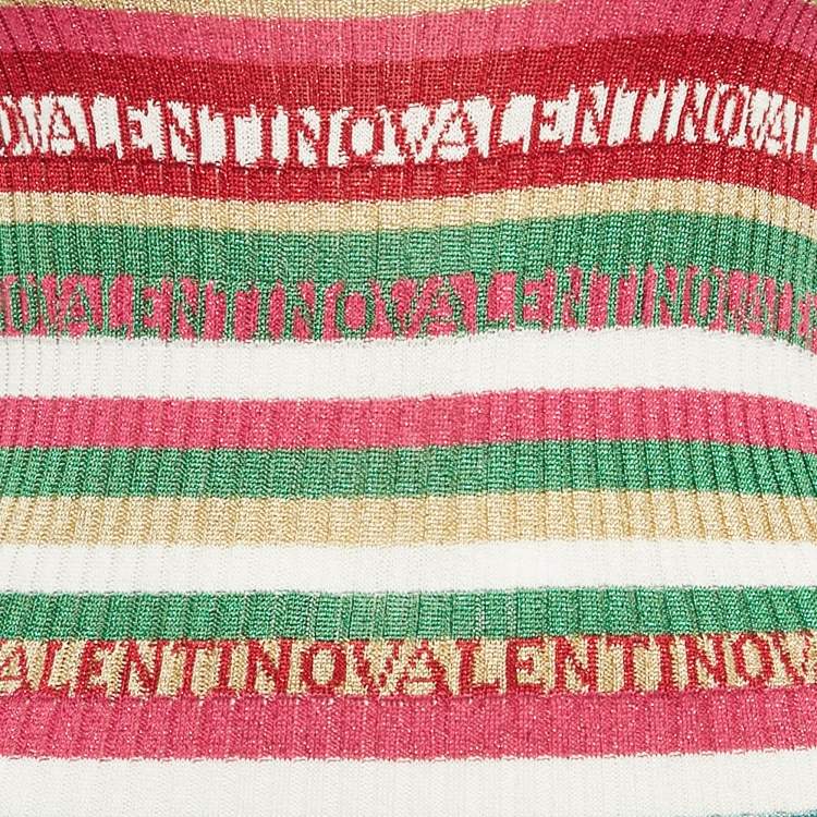 مملوكة مسبقًا Valentino Multicolor Lurex Rib Knit Maxi Dress S