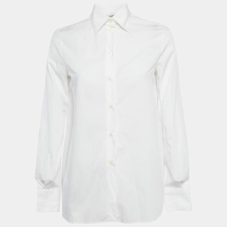 Pre Owned Valentino White Cotton Long Sleeve Shirt S