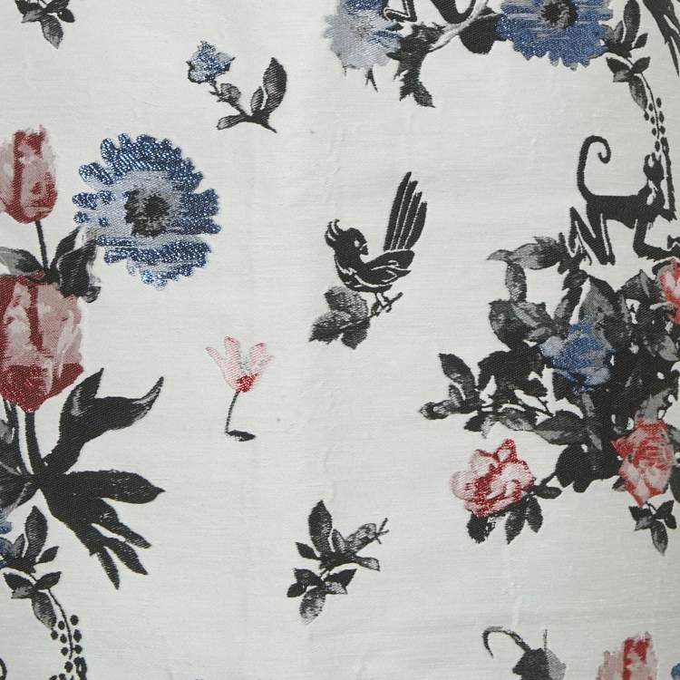 Pre Owned Valentino Blue Floral Jacquard Pencil Skirt M