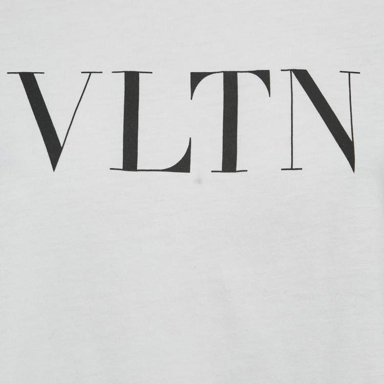 Pre Owned Valentino White Logo Print Jersey T-Shirt M