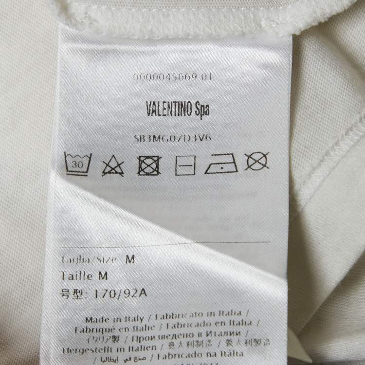 Pre Owned Valentino White Logo Print Jersey T-Shirt M