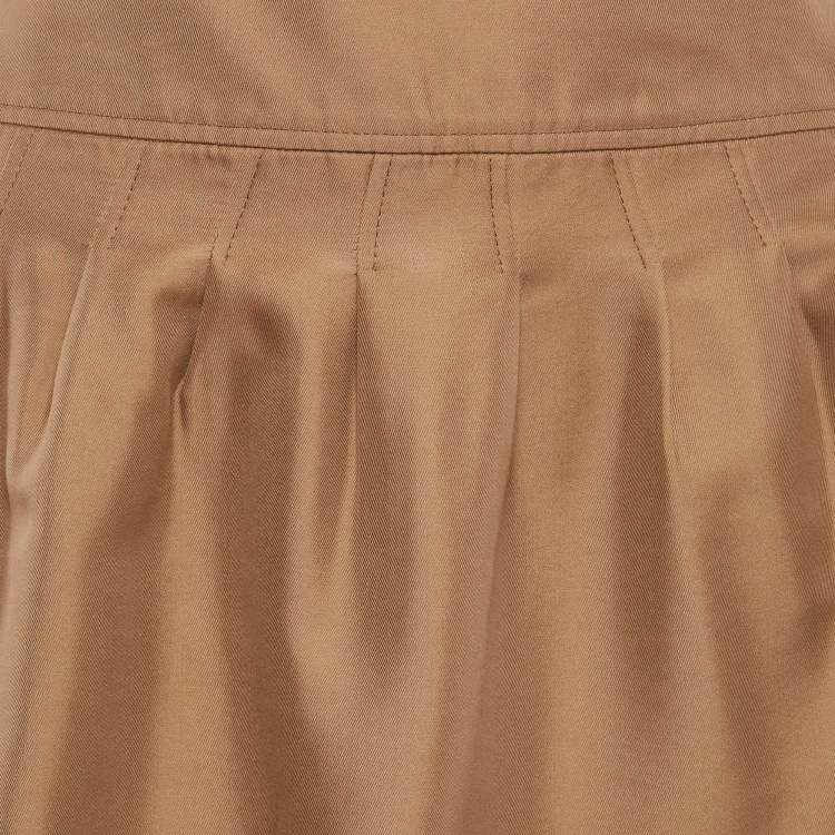 Pre Owned Valentino Beige Gabardine Pleated Mini Skirt M