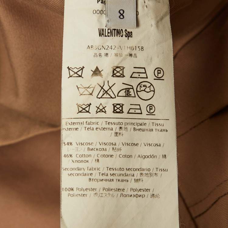 Pre Owned Valentino Beige Gabardine Pleated Mini Skirt M