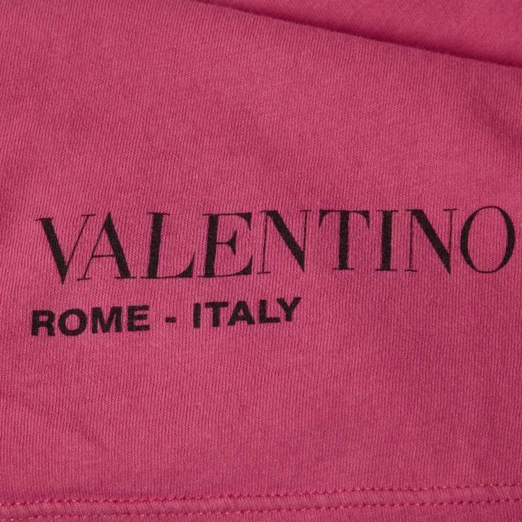 Pre Owned Valentino Pink Pink is Punk Print Jersey Distressed T-Shirt S