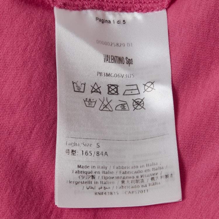 Pre Owned Valentino Pink Pink is Punk Print Jersey Distressed T-Shirt S