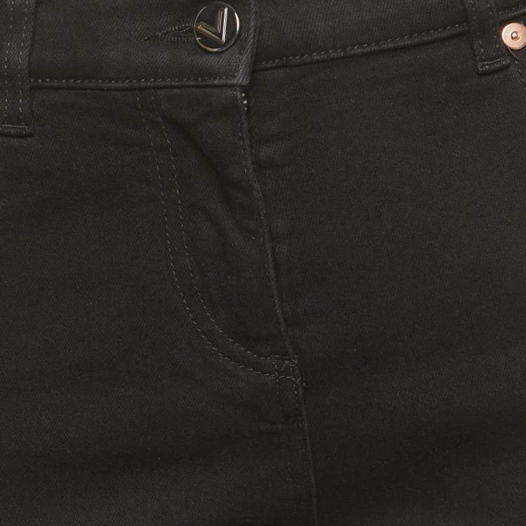 Pre Owned Valentino Black Denim Butterfly Appliques Jeans M/waist 28"