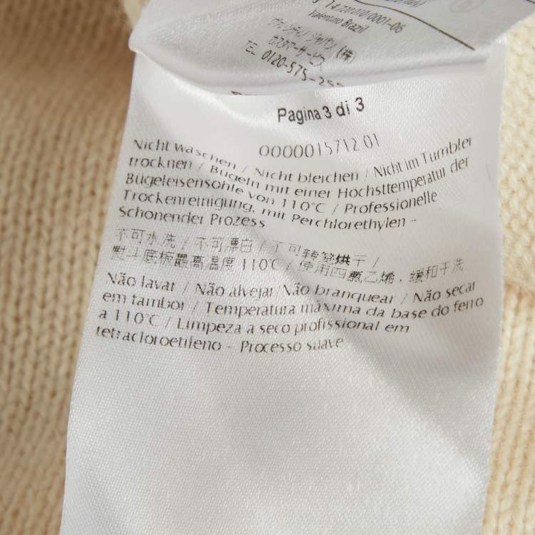 Pre Owned Valentino Cream Cashmere Round Neck Sweater S