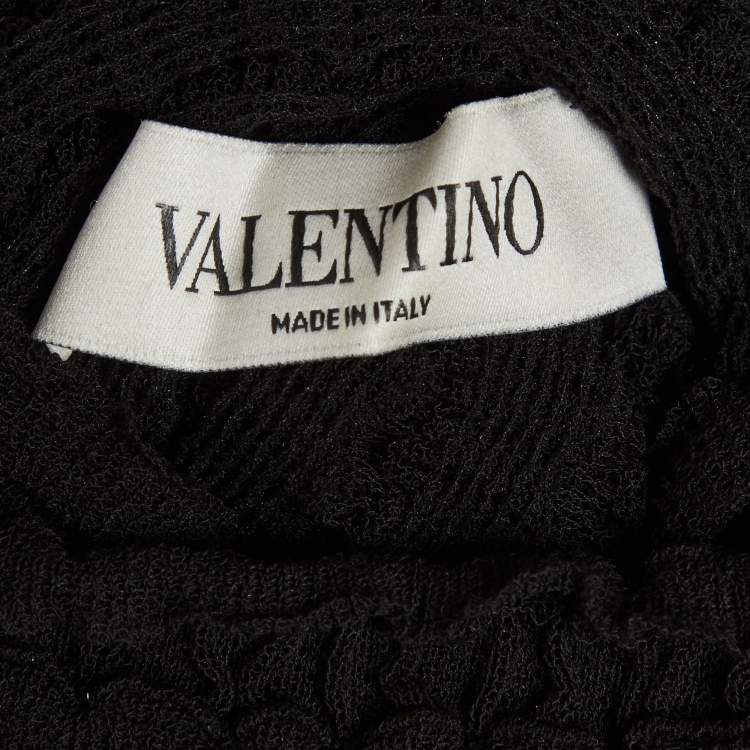Pre Owned Valentino Black Stretch Cotton Long Sleeve Top S