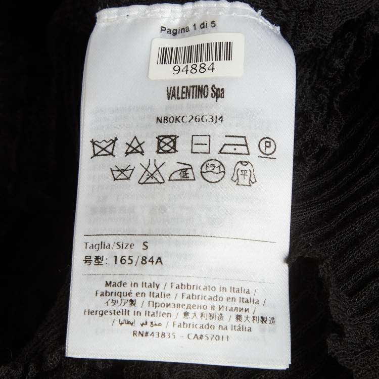 Pre Owned Valentino Black Stretch Cotton Long Sleeve Top S