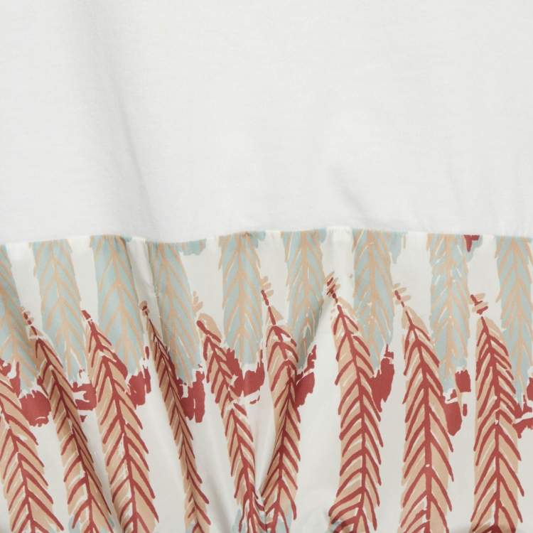 Pre Owned Valentino White Printed Jersey and Nylon T-Shirt S