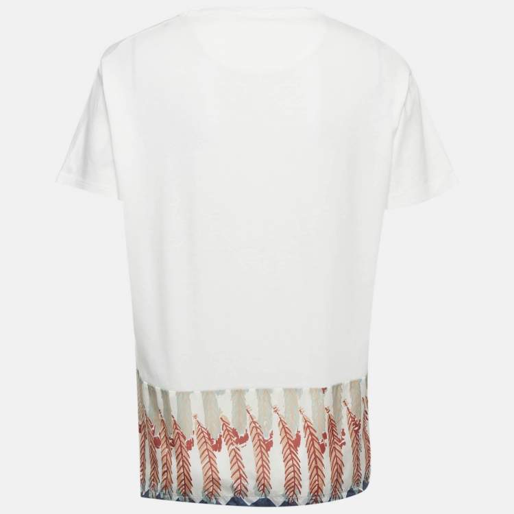 Pre Owned Valentino White Printed Jersey and Nylon T-Shirt S