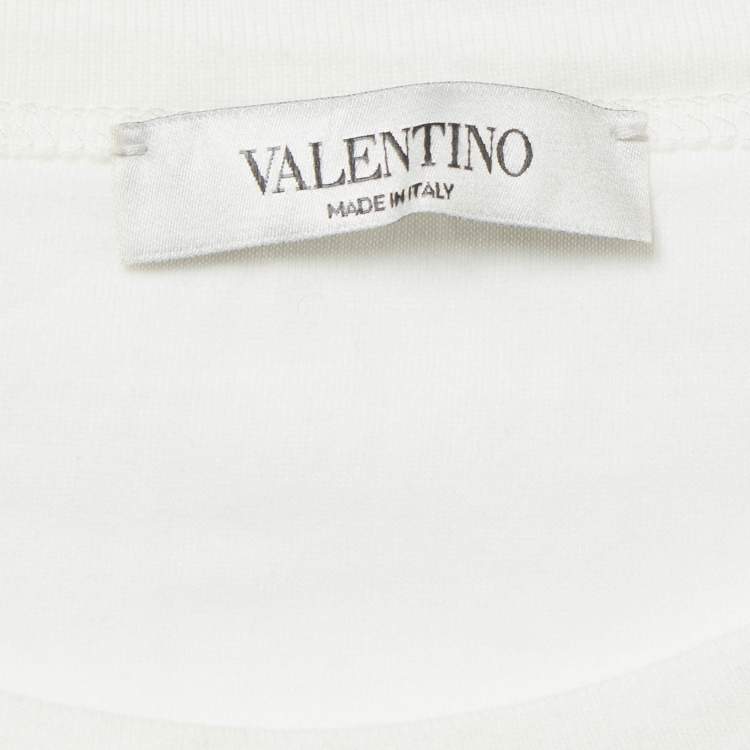 Pre Owned Valentino White Printed Jersey and Nylon T-Shirt S