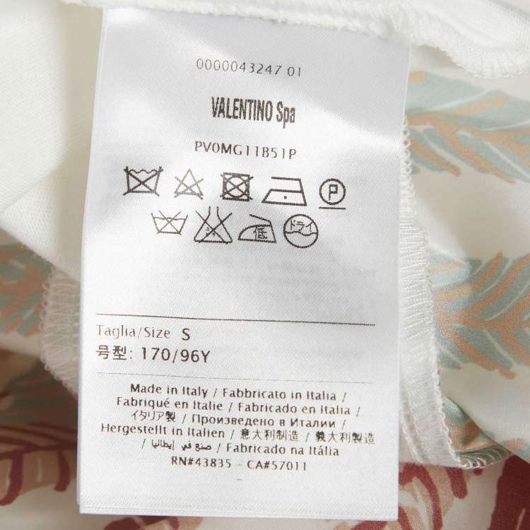 Pre Owned Valentino White Printed Jersey and Nylon T-Shirt S
